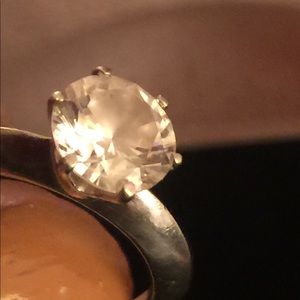 Sterling silver CZ solitaire ring.  Size 8 1/2